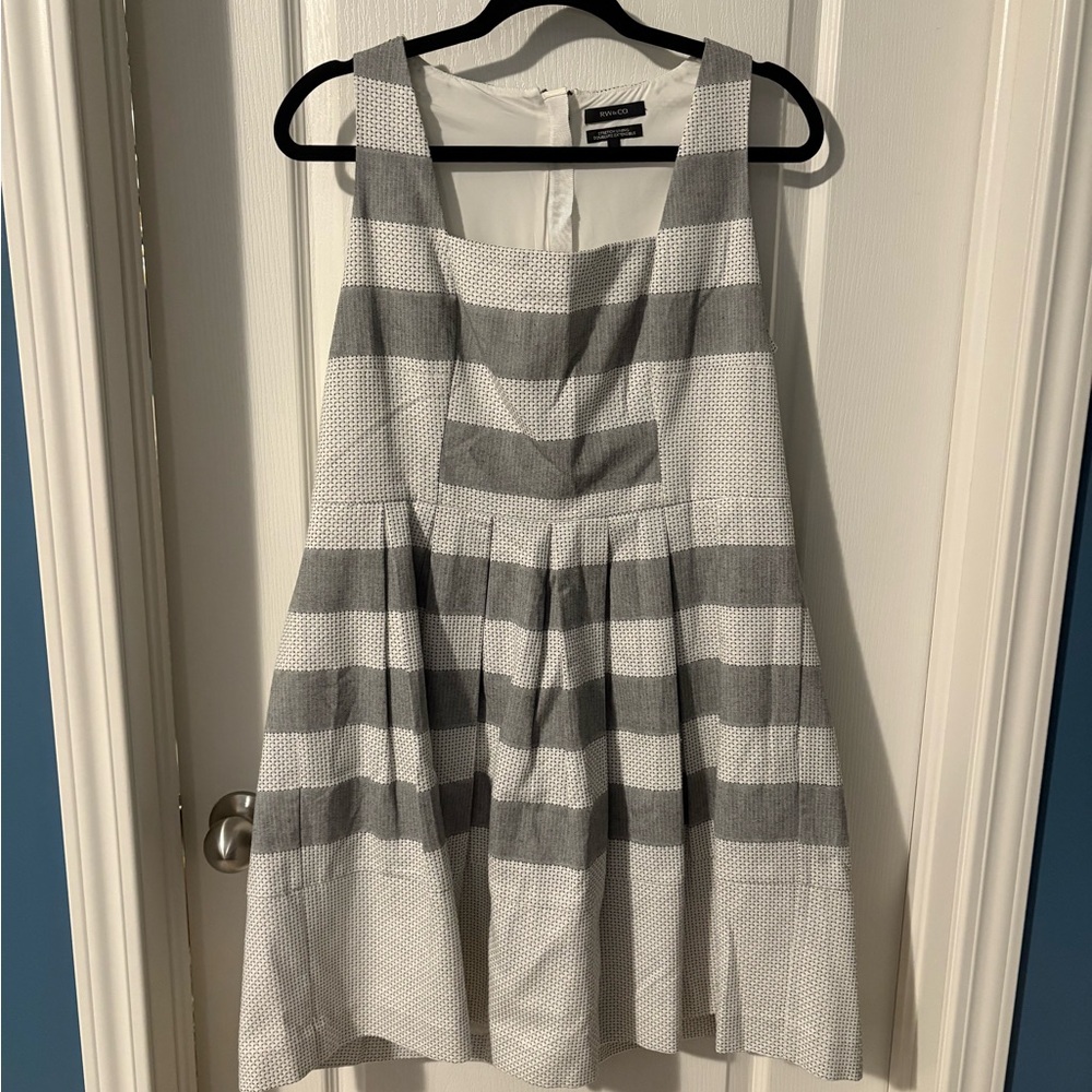 RW&CO. Gray and White Striped Mini Dress